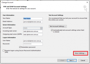 01 POP Quota Account Settings